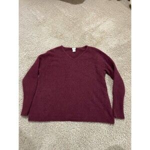 Women's Cashmere V-Neck Sweater Pullover Long Sleeve 100% Cashmere Chicos 3 XL